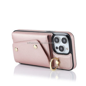Marque fermeture éclair bouton magnétique en cuir portefeuille étui antichoc rotatif anneau support sangle couverture pour <span class=keywords><strong>iPhone</strong></span> <span class=keywords><strong>11</strong></span> 12 13 14 <span class=keywords><strong>Pro</strong></span> <span class=keywords><strong>Max</strong></span> - Product Image 3
