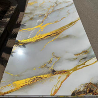 Lámina de PVC Moderna con Diseño Floral de Mármol UV, Acabado Brillante, Extruida, Impermeable y Ecológica para Decoración de Interiores y Exteriores de Escaleras