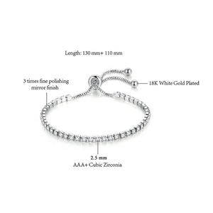 Groothandel Dames Trendy Verstelbare 2,5mm 3mm 4mm Kristal Tennis Ketting Armband Zilver Rosegoud IJzige Zirkoon Verguld Cadeau - Product Image 6