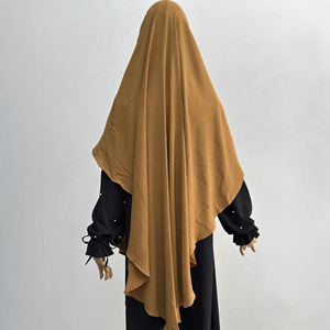 Khimar Lungo a Strato Singolo in Tessuto Morbido e Traspirante, Tinta Unita, con Ampia Tesa, per la Preghiera Musulmana dell'Eid - Product Image 3