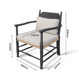 Fauteuil lounge rembourré avec cadre <span class=keywords><strong>en</strong></span> chêne et base <span class=keywords><strong>en</strong></span> corde tressée, fauteuil <span class=keywords><strong>en</strong></span> <span class=keywords><strong>bois</strong></span> pour hall d'hôtel, restaurant - Product Image 6
