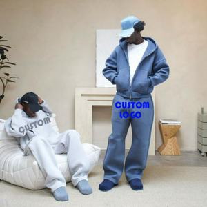 Customized 500 GSM 100% Cotton Baggy Fleece <b>Oversized</b> Hoodies <b>Jogger</b> Set Tracksuit for Men Breathable Fitness Hoodie Set - Product Image 2