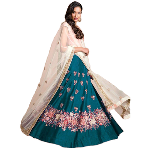 ชุดผ้า lehenga choli ของผู้หญิงลายดอกไม้สีสันสดใส Rama - Product Image 1