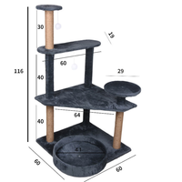 Arbre à chat multi-niveaux écologique, compact, avec griffoir en sisal, perchoir en peluche, boule suspendue, meuble pour animaux en MDF