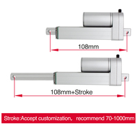 Actionneur linéaire télescopique étanche 24 V à course rapide, moteur tubulaire électrique 100 mm pour lit, appareils électroménagers et ventilateurs