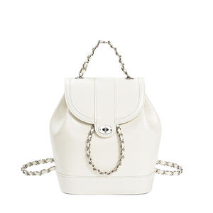 Mochila Mini de Lujo, Alta Calidad, Suave, Plateada, de Cuero Genuino, para Mujer, para Viajes y Ocio, con Cadena - Product Image 5