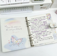 Rose Planet A5 Carnet de notes haute couleur épaissie en cuir détachable couverture rigide papillon Design pour les affaires ou l'école