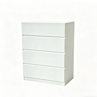Mueble para el Hogar, Moderno, Blanco, MDF, Gabinete con Cuatro Cajones, Tipo Panel, Unidad de Almacenamiento para Sala de Estar, Dormitorio, Madera