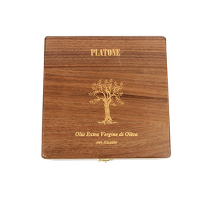 Boîte de rangement en bois Platone, huile d'olive extra vierge 100% italienne, emballage cadeau - Product Image 1