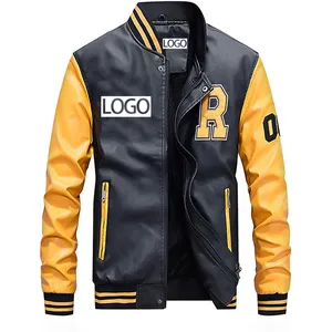 Multi colored pu leather varsity jacket fashion style letterman jacket custom logo varsity jacket