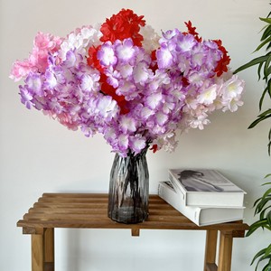 Flores Artificiales Queyiyi, Flor de Cerezo de 5 Ramas, Realistas, Mixtas, Decoración para el Hogar, Accesorios para Bodas - Product Image 2
