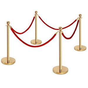 Sfera superiore corda controllo della folla palo d'oro barriera candeliere con corda rossa e montante - Product Image 6