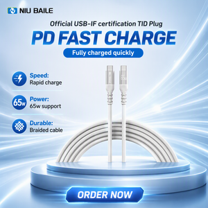 Câble <span class=keywords><strong>de</strong></span> charge rapide Type-C NIUBAILE 65W USB 3.0 Connecteurs <span class=keywords><strong>iPhone</strong></span> Gaine en nylon Cœur en cuivre étamé Longueur 0,9 m pour téléphones mobiles - Product Image 1