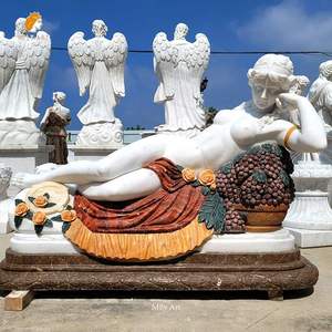 Statue de femme allongée en marbre grec grandeur nature, style européen, pour château, villa, jardin, parc - Product Image 1