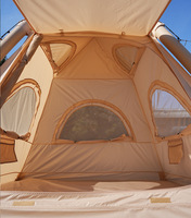Carpa Inflable para Acampar de 4.6m² con Doble Puerta y Doble Ventana, Tela Oxford 300D, Fácil de Instalar, para Campamentos Familiares, Senderismo y Viajes al Aire Libre