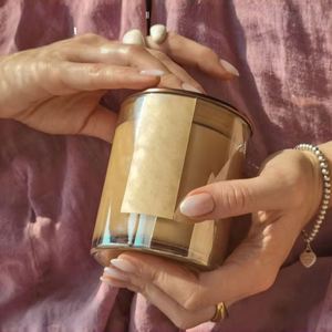 Customized Logo Luxury Brown Amber 7oz to 15oz Empty <b>Glass</b> <b>Candle</b> Containers with Metal Lid Offset Printing <b>for</b> <b>Candle</b> Making - Product Image 2