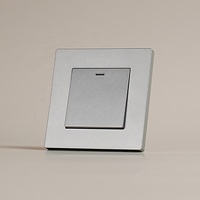 Nouvelle Arrivée 1 Gang 1 Voie 2 Voies Norme Européenne Carré Interrupteur Mural Interrupteur Plaques avec Or Ignifuge Panneau LED Indicateur