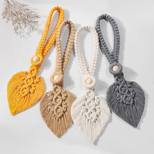Tapiz Decorativo Bohemio para Pared, <span class=keywords><strong>Mini</strong></span> Cortina de Macramé Tejida con Hojas, Lazos para Cortinas, Artesanía, Decoración del Hogar - Product Image 1