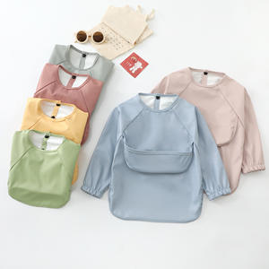 Nieuwe aanwinst: aanpasbare, waterdichte baby-slabbetjes voor peuters, BPA-vrij, makkelijk schoon te maken, voedingseschort met lange mouwen, ademend PU - Product Image 5