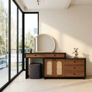 Table de maquillage moderne avec miroir éclairé et tiroirs de rangement pour meubles de chambre - Product Image 2