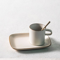 Ensemble de tasses et soucoupes à café rétro en céramique personnalisées, tasse à expresso japonaise européenne, tasse et soucoupe à latte luxueuses