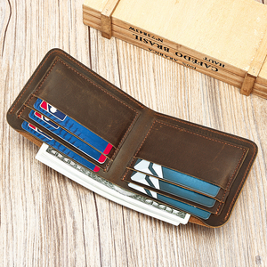 विंटेज पागल घोड़े चमड़े के बटुआ छोटे क्रेडिट कार्ड धारक बटुए पैसे बैग असली चमड़े - Product Image 2