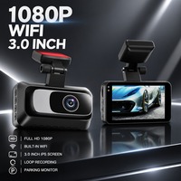 Caméra de tableau de bord automatique 1080P, écran tactile IPS 3 pouces, double objectif, contrôle par application WiFi, batterie 300mAh, USB2.0, 64GB, capteur G