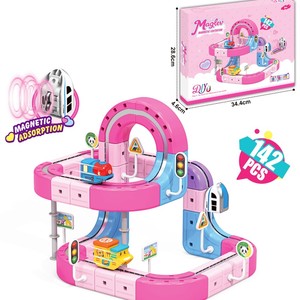 Girls Pink Magnetic Track Car Toys for Maglev Blocks Set Flexible Race Track Assembly Runway Electric High Speed Orbital Train - Product Image 6