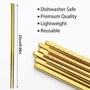 Palillos Chinos, Japoneses y Coreanos Personalizados de Acero Inoxidable Dorado con Logotipo Grabado con Láser - Product Image 3