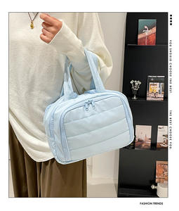 חם מכירה ניידת רב תכליתית תיק איפור קיבולת גדולה עם 4 תאים רוכסן גדול עם 4 תאים רוכסן גדול לנשים - Product Image 4