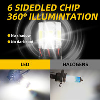 Mini phare LED blanc pour moto, ampoule LED avec 6 perles de lumière latérales, DC 9-80V, feu antibrouillard pour moto