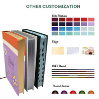 Service d'impression de livres en gros, styles personnalisés, fleurs mignonnes, bord doré, reliure cousue standard, impression CMYK, Bible