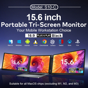 Monitor Portátil Triple de Pantalla Dual de 15.6 Pulgadas, 1080P IPS, 60Hz, HDMI, USB C, Extensor para Laptop, para Negocios, Juegos, LED - Product Image 2
