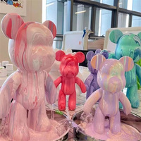 Verser peinture Violent ours poupée bricolage fluide ours bricolage Teddy blanc poupée modèle jouet Violent fluide ours 23cm Kit de bricolage