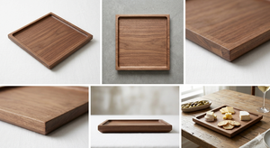 Wooden Rectangle Serving <b>Platter</b> Solid Minimalist Design Durable Plate for Kitchen Use - Product Image 2