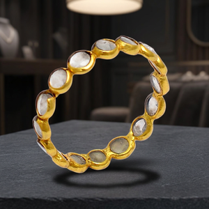 <b>Crystal</b> <b>Ring</b> Gold Plated 925 Sterling Silver Handmade Bezel Setting Round Eternity <b>Ring</b> Jewelry for Women's/Unisex - Product Image 2