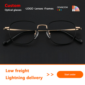 קלאסי רטרו קטן מסגרת טיטניום משקפיים לגברים ולנשים אופנתיות מחייכות עיצוב פנים עם גימור זהב אצטט - Product Image 2