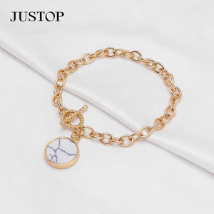 Pulsera de Moda para Mujer con Dijes Religiosos, Dijes Geométricos Grabados en Forma de Corazón, Chapado en Oro de 18K, Ágata Ecológica - Product Image 5