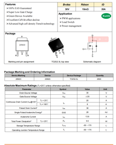 Ban đầu SMD để 252 MOSFET IC Transistor n-kênh <span class=keywords><strong>20n03</strong></span> 30V nhanh chóng chuyển đổi 20A fhw mục đích chung - Product Image 3