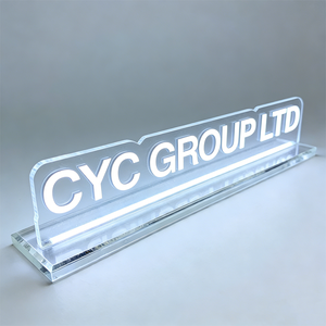 Letrero <span class=keywords><strong>LED</strong></span> Acrílico Portátil Personalizado, Transparente, Iluminado, para Mesa o Escritorio, con Base, para Publicidad - Product Image 3
