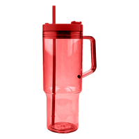 Mug de voyage Houston MP027 45oz 1335ml en plastique AS de qualité alimentaire, couvercle anti-déversement, paille, couleurs vives, grande capacité