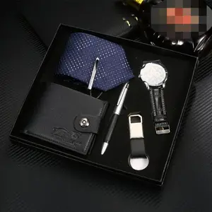 新製品ファッションブティックギフトセット財布時計キーホルダーペンネクタイ (