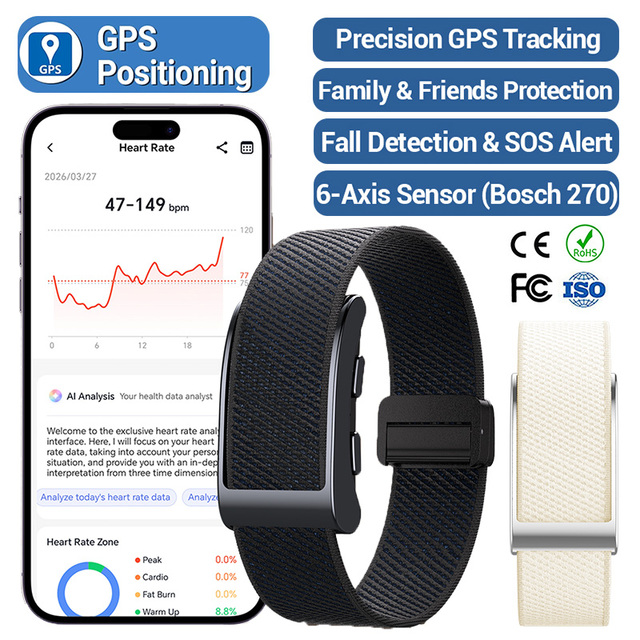 CE FCC Rohs Vigor Ai Sleep & Health Analysis Smart Wristband with 24hour GPS/SOS Slim Fitness Activity Tracker for Everyday Wear