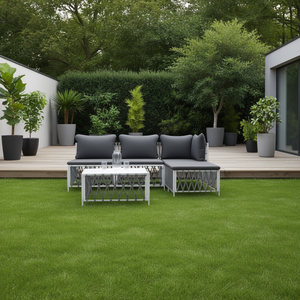 Ensemble de salon de jardin blanc et gris foncé, structure en aluminium, mobilier d'extérieur contemporain, 4 places - Product Image 2