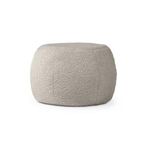 Pouf ottoman Db Jaxx Ellis Small Smoke en fausse fourrure d'agneau, pouf rond moderne pour la décoration du salon - Product Image 1