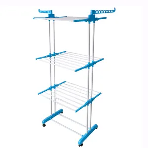 Groothandel 3 Tier Kleerhanger Rack Floor Hanger Opslag Garderobe Kleding Droogrekken