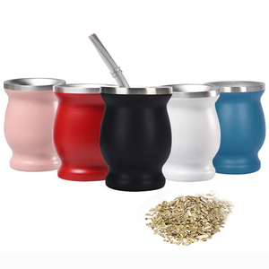 Mug isotherme en acier inoxydable vert, noir, marron pour café, thé et Yerba Maté d'Amérique du Sud - Product Image 1