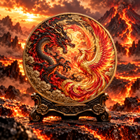 Pièces de monnaie en cuivre pur 999 de 1 oz, série Dragon Phénix, édition collector UV double face, rondes, artisanat métallique
