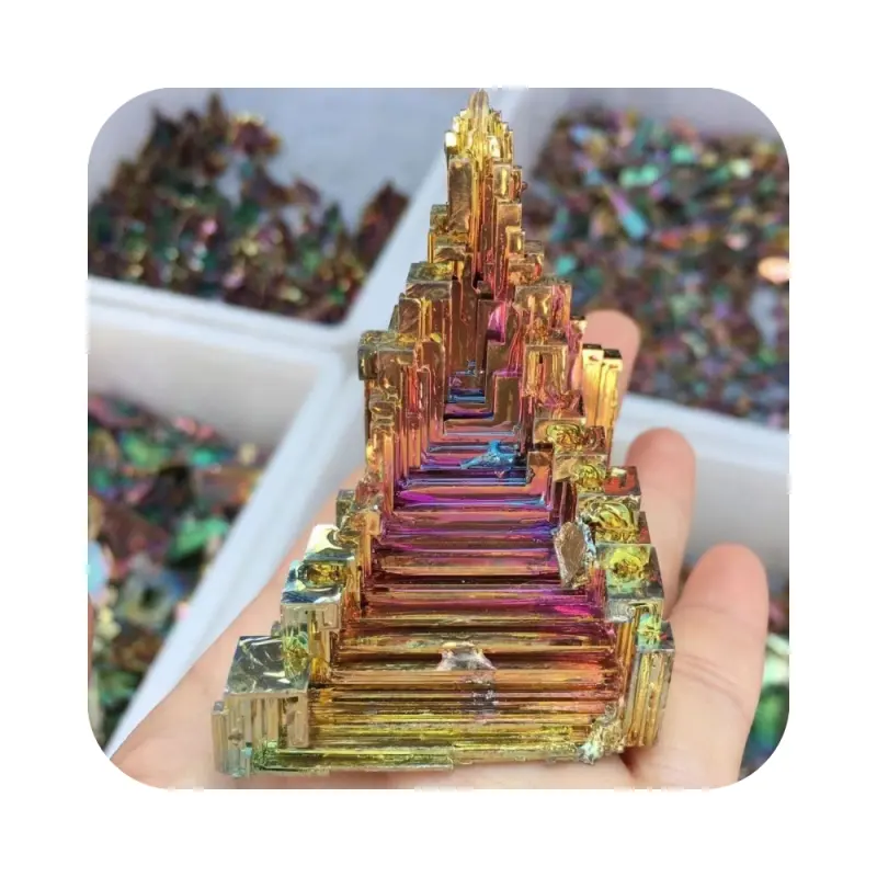 Wholesale Bulk colorful Natural Metal Ore Bismuth Rough High Quality healing Mineral Bismuth Ore For fengshui Decoration