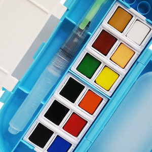 Ensemble de peintures à l'eau solides à pigments, 12 couleurs, avec pinceau, ensemble de pigments à l'eau, fournitures d'art - Product Image 3